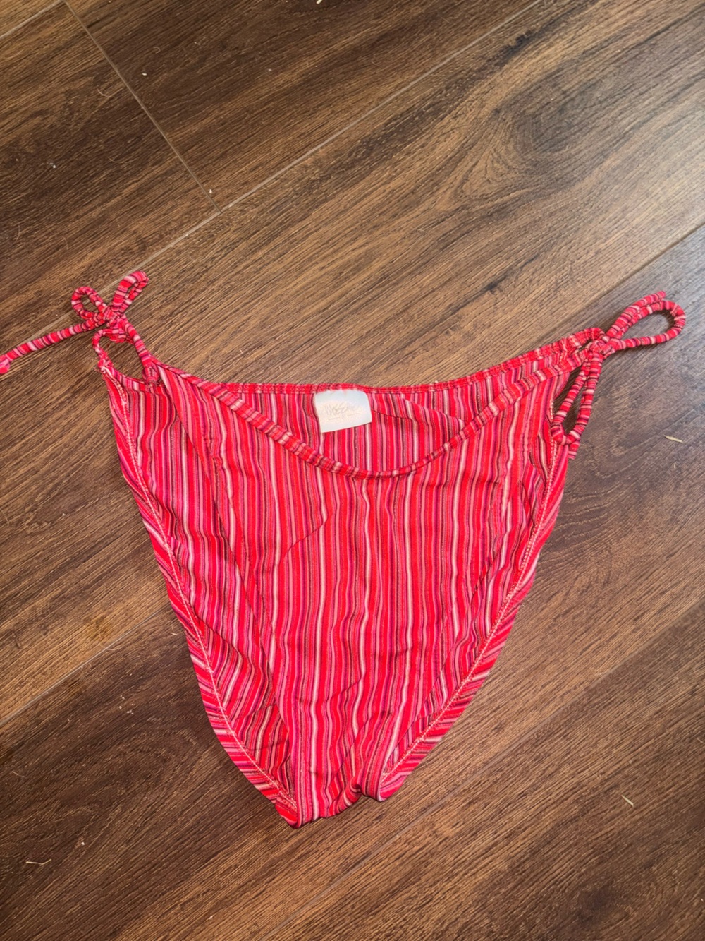 Vintage Mossimo Red Pink and White Stripped Bikini Bottom Y2K